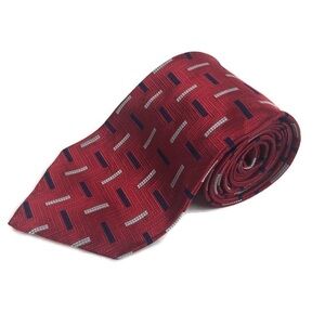 Roundtree & Yorke Mens Tie, Red Silk Hand Sewn
